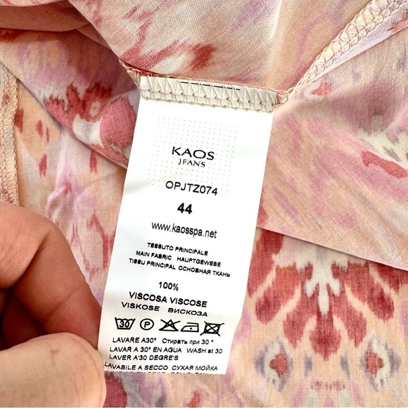 Kaos Jeans NEW Womens Sz 8 Orange Red Print 100% Viscose Maxi Dress Strappy Back - Picture 11 of 15